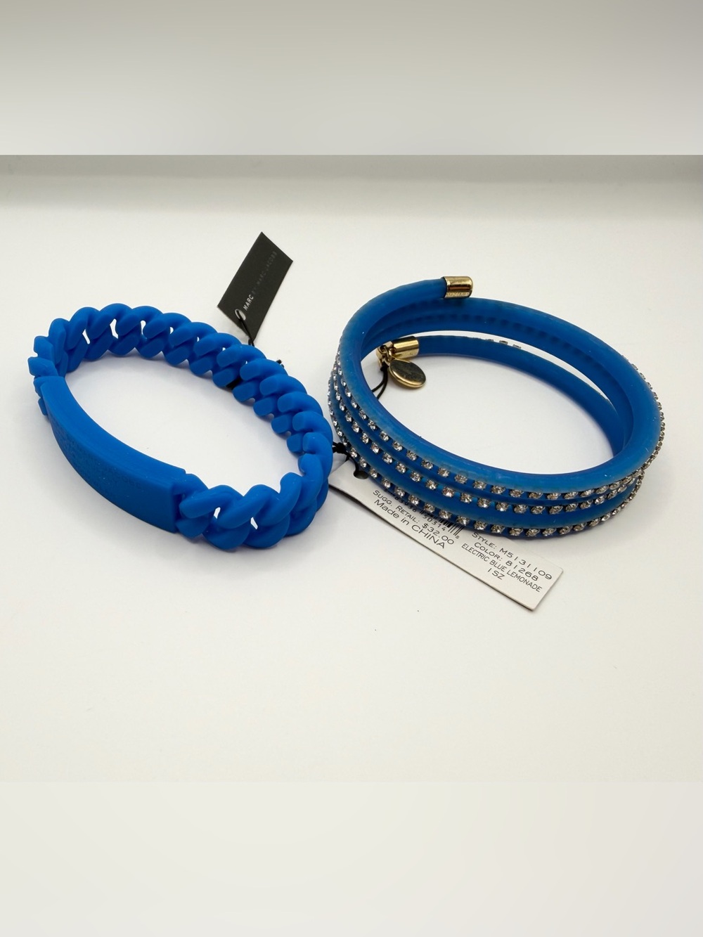 Marc by Marc Jacobs Electric Blue Bracelets Set of 2 NWT Crystal Chain